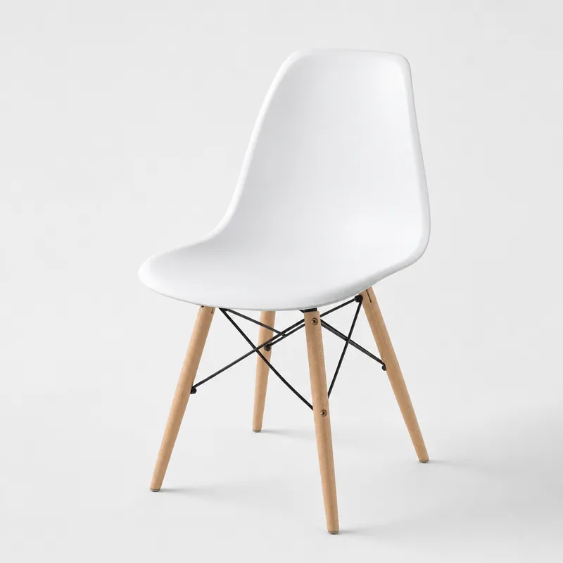 Shell chairs on wood legs