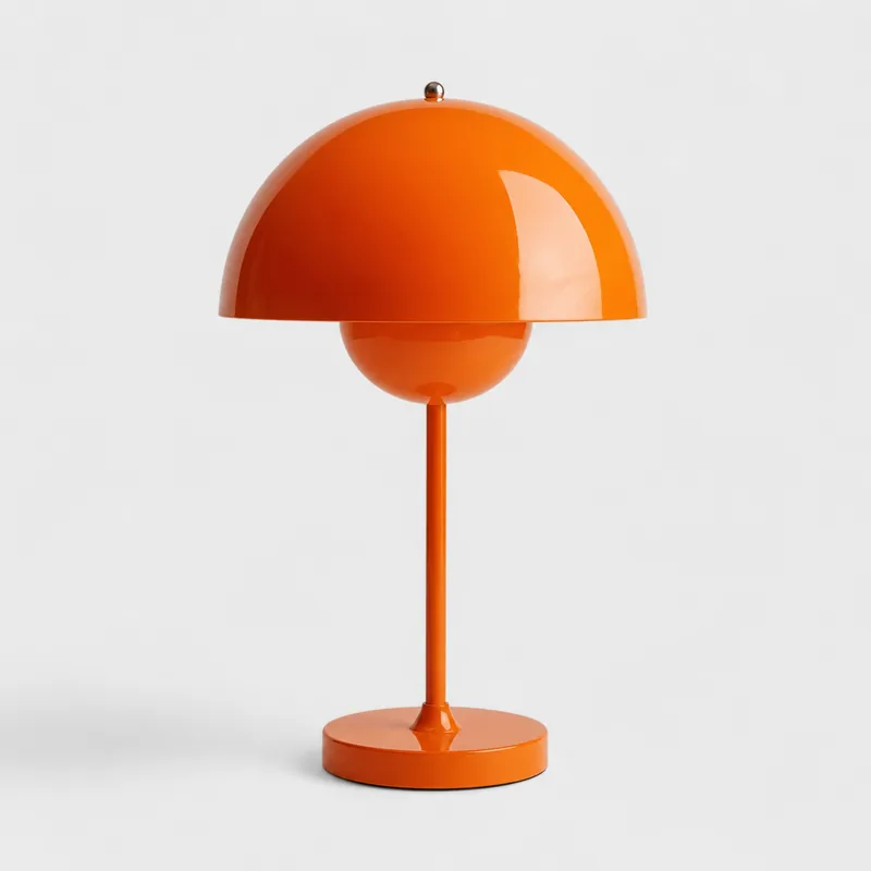 Table lamps with a colored metal dome