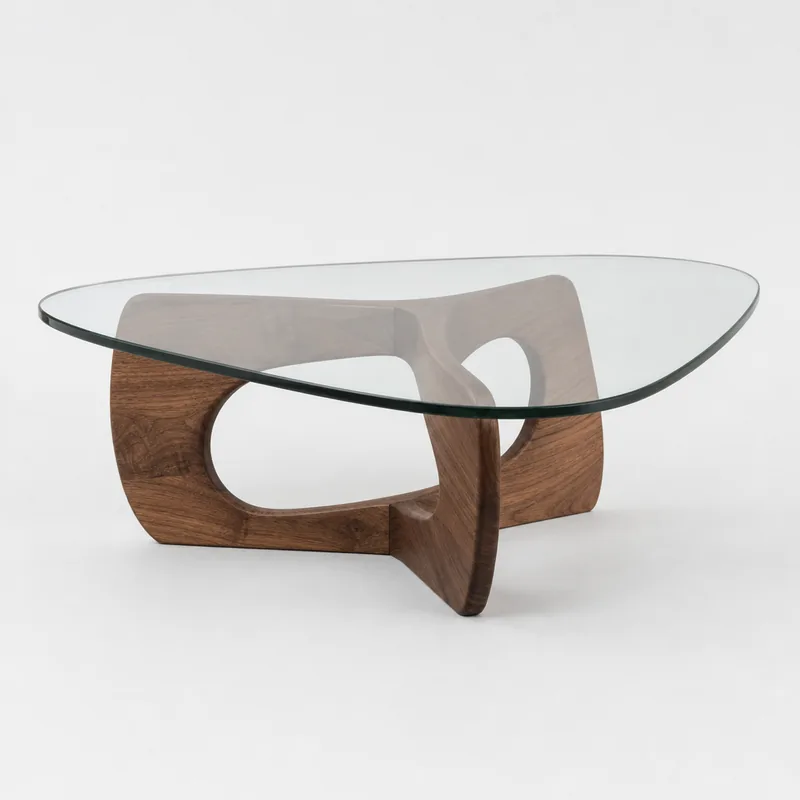 Glass coffee tables on a wood base