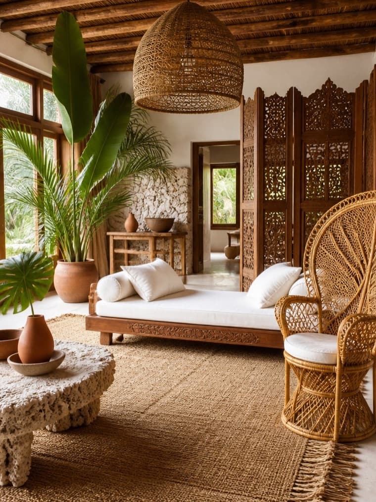 A living room in the Bali style