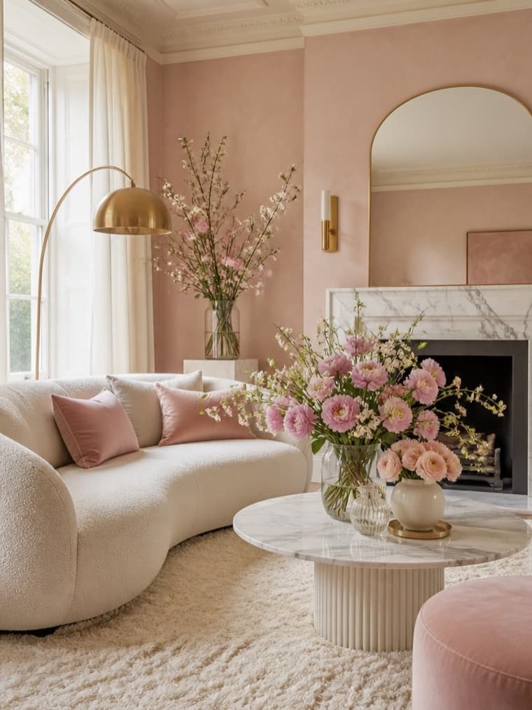 A living room in the Floral Glam style