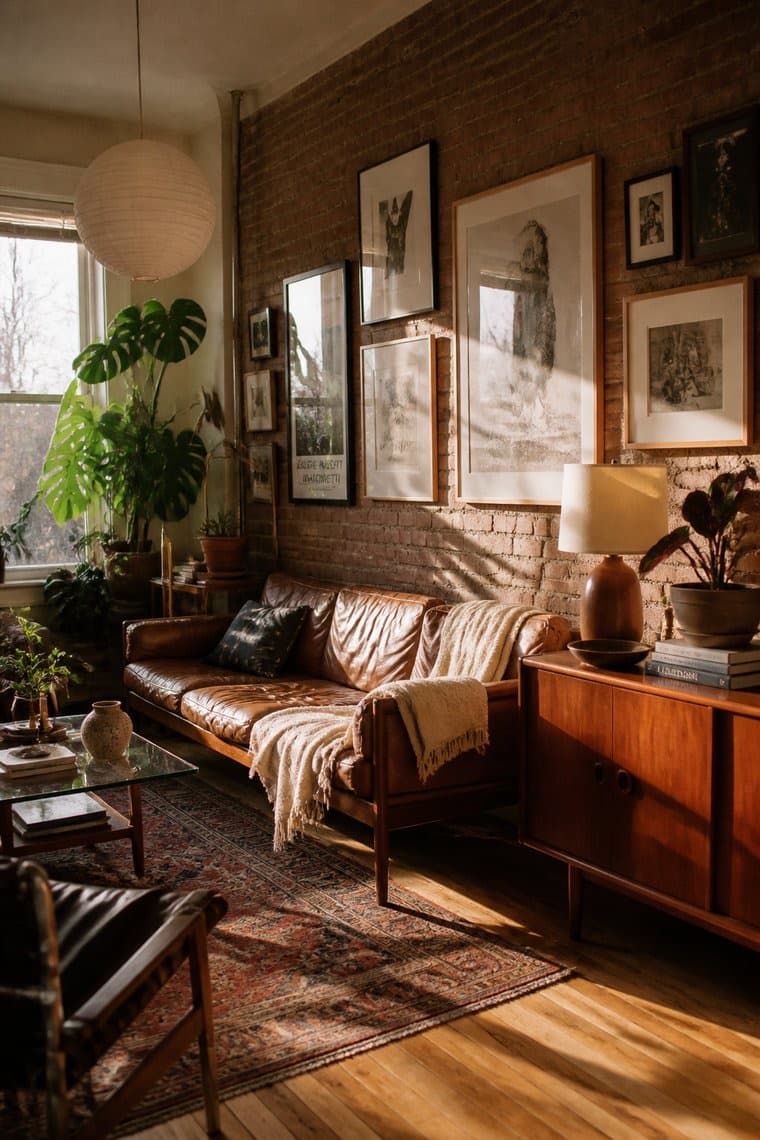 A living room in the Mid-Century style