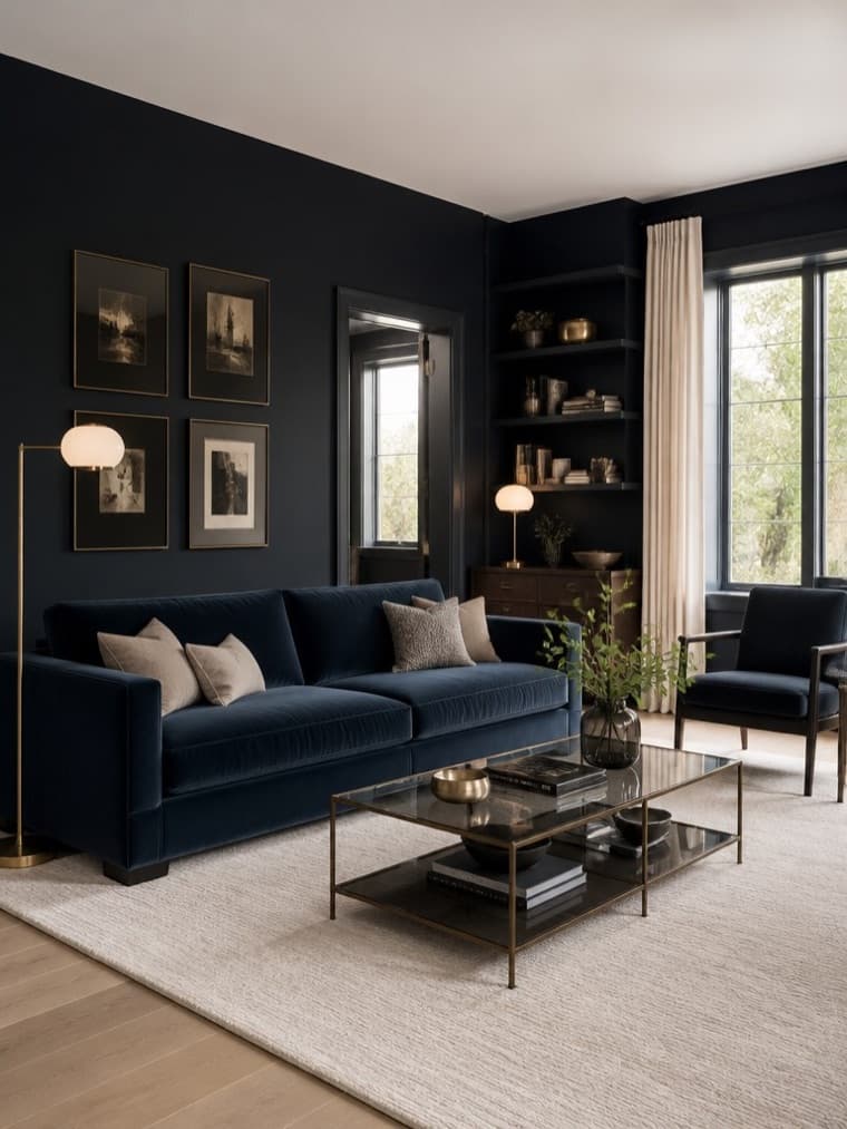 A living room in the Nocturne style